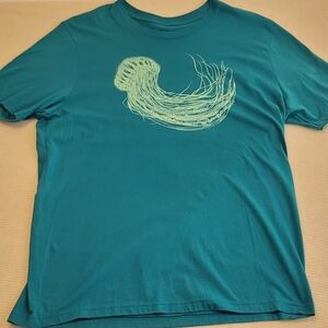 Slow Loris Shirt Mens XL Teal Short Sleeve Tee Solid W/ Graphic Jellyfid